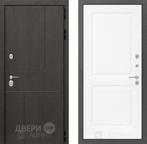 Входная металлическая Дверь Лабиринт (LABIRINT) Urban 11 Белый софт в Пущино