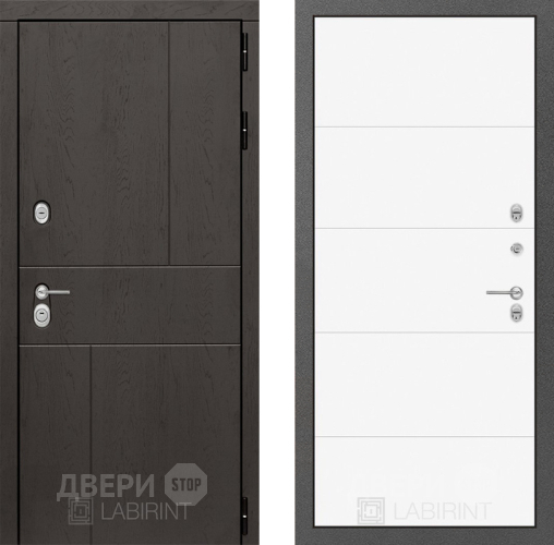 Входная металлическая Дверь Лабиринт (LABIRINT) Urban 13 Белый софт в Пущино