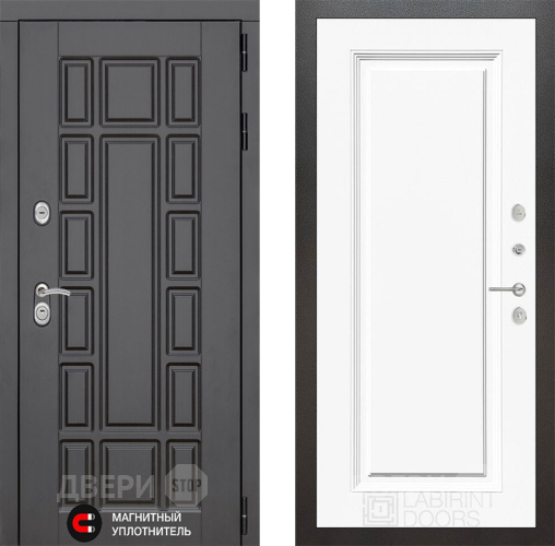 Входная металлическая Дверь Лабиринт (LABIRINT) New York 27 Белый (RAL-9003) в Пущино