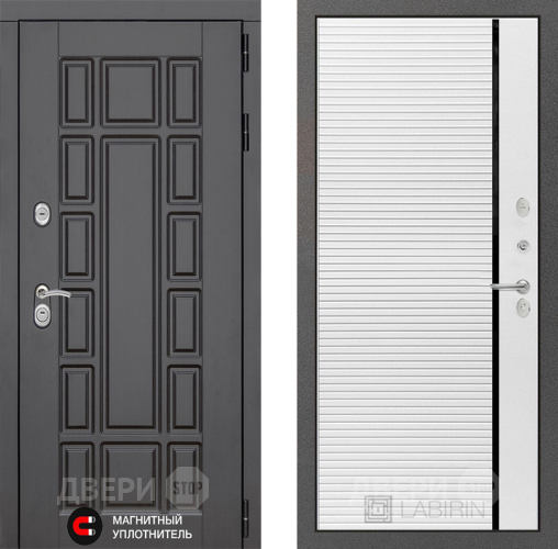 Входная металлическая Дверь Лабиринт (LABIRINT) New York 22 Белый софт в Пущино