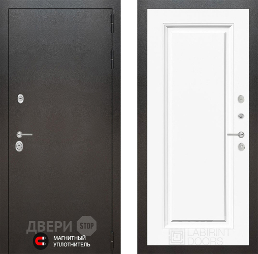 Входная металлическая Дверь Лабиринт (LABIRINT) Silver 27 Белый (RAL-9003) в Пущино