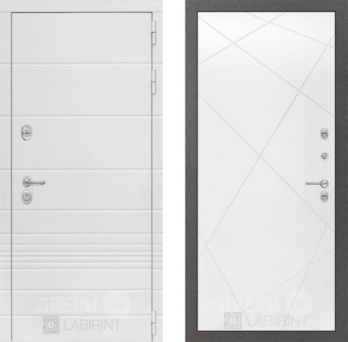 Входная металлическая Дверь Лабиринт (LABIRINT) Трендо 24 Белый софт в Пущино