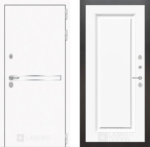 Входная металлическая Дверь Лабиринт (LABIRINT) Лайн White 27 Белый (RAL-9003) в Пущино