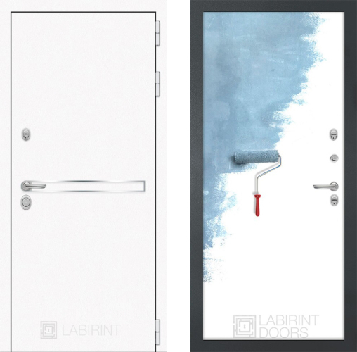 Входная металлическая Дверь Лабиринт (LABIRINT) Лайн White 28 Под покраску в Пущино