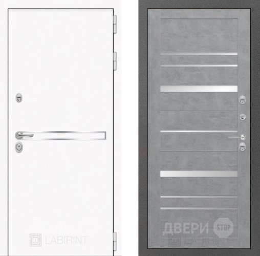 Входная металлическая Дверь Лабиринт (LABIRINT) Лайн White 20 Бетон светлый в Пущино