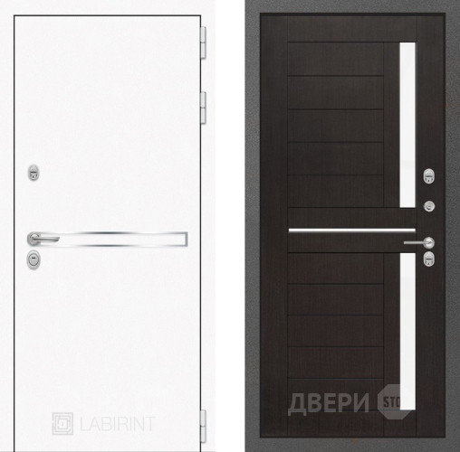 Входная металлическая Дверь Лабиринт (LABIRINT) Лайн White 02 Венге в Пущино