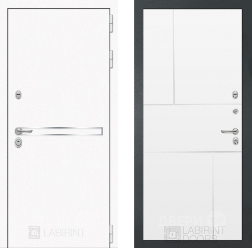 Входная металлическая Дверь Лабиринт (LABIRINT) Лайн White 21 Белый софт в Пущино
