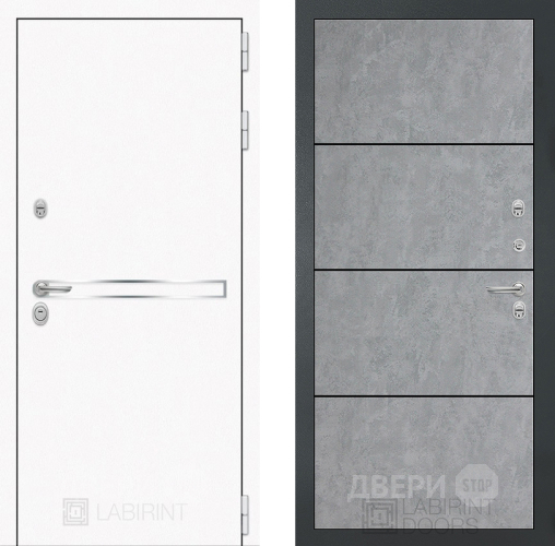 Входная металлическая Дверь Лабиринт (LABIRINT) Лайн White 25 Бетон светлый в Пущино