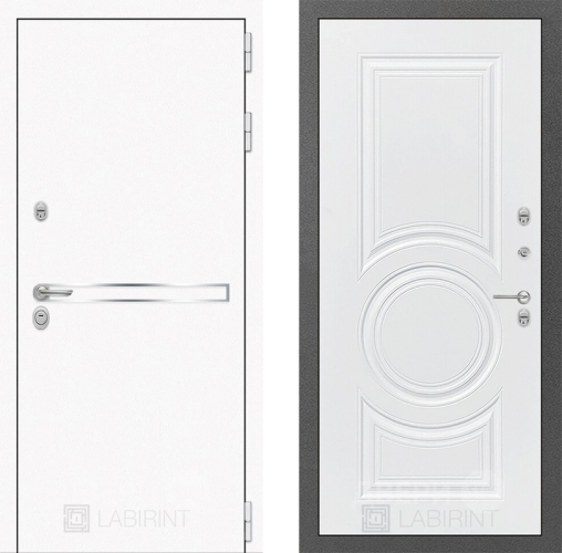 Входная металлическая Дверь Лабиринт (LABIRINT) Лайн White 23 Белый софт в Пущино