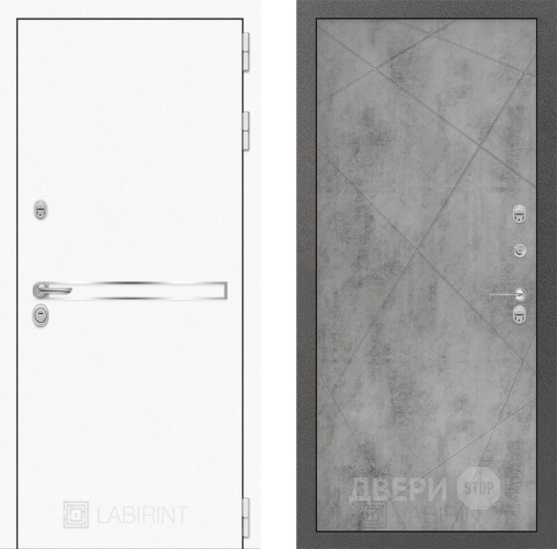 Входная металлическая Дверь Лабиринт (LABIRINT) Лайн White 24 Бетон светлый в Пущино