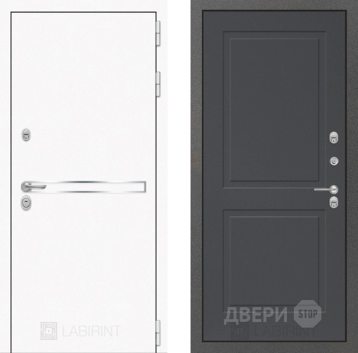 Входная металлическая Дверь Лабиринт (LABIRINT) Лайн White 11 Графит софт в Пущино