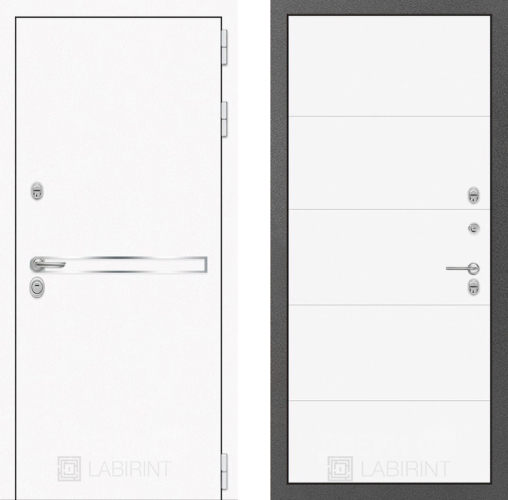Входная металлическая Дверь Лабиринт (LABIRINT) Лайн White 13 Белый софт в Пущино