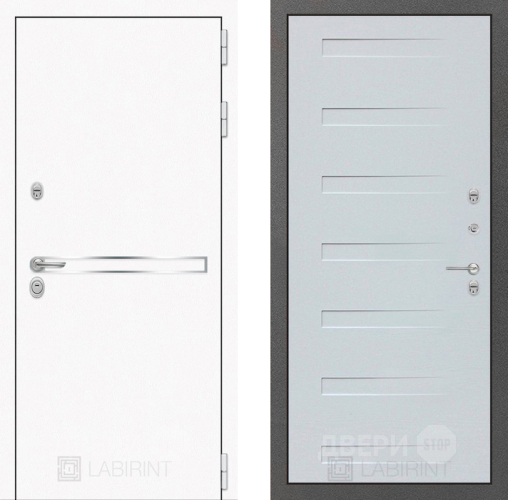 Входная металлическая Дверь Лабиринт (LABIRINT) Лайн White 14 Дуб кантри белый горизонтальный в Пущино