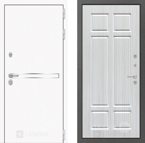 Входная металлическая Дверь Лабиринт (LABIRINT) Лайн White 08 Кристалл вуд в Пущино