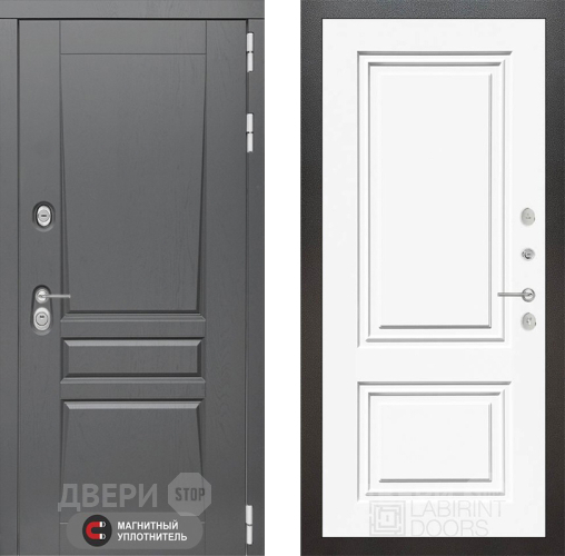 Входная металлическая Дверь Лабиринт (LABIRINT) Платинум 26 Белый (RAL-9003) в Пущино