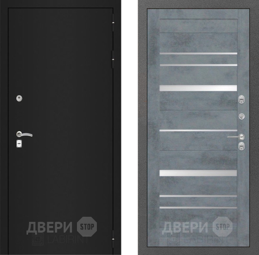 Входная металлическая Дверь Лабиринт (LABIRINT) Classic шагрень черная 20 Бетон темный в Пущино