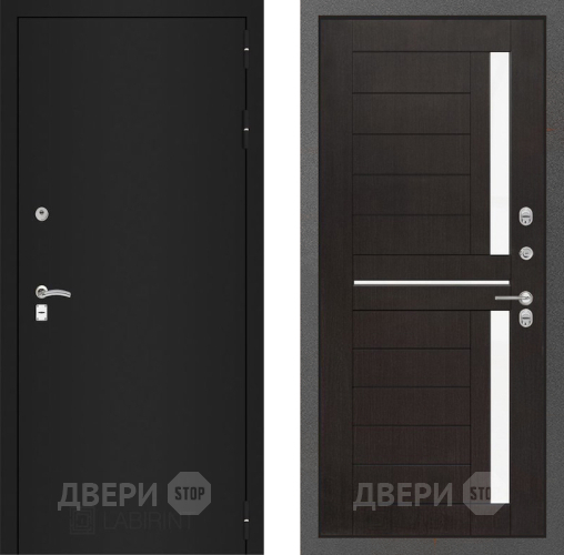 Входная металлическая Дверь Лабиринт (LABIRINT) Classic шагрень черная 02 Венге в Пущино