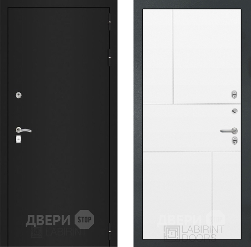 Входная металлическая Дверь Лабиринт (LABIRINT) Classic шагрень черная 21 Белый софт в Пущино