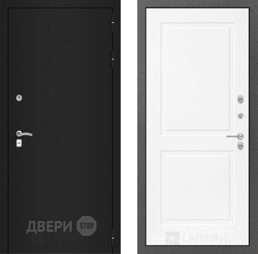 Дверь Лабиринт (LABIRINT) Classic шагрень черная 11 Белый софт в Пущино