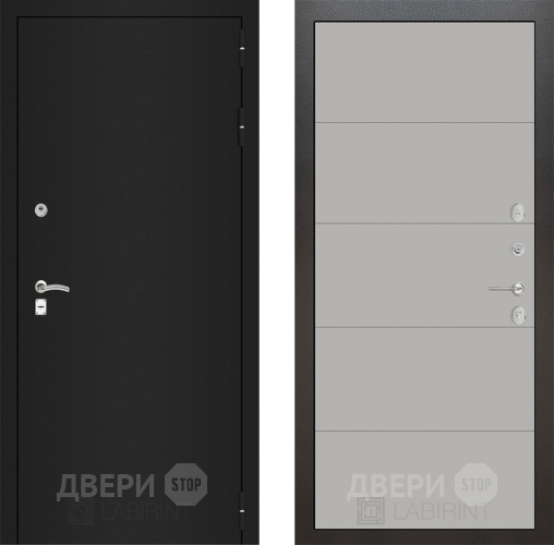 Входная металлическая Дверь Лабиринт (LABIRINT) Classic шагрень черная 13 Грей софт в Пущино