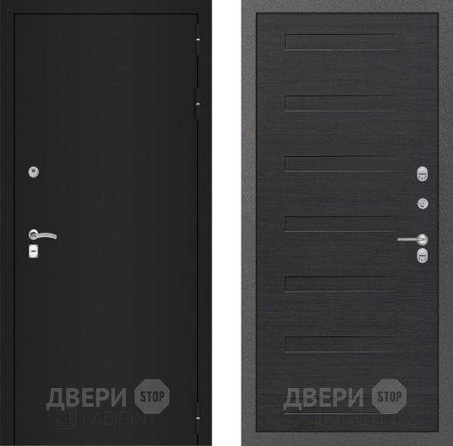 Входная металлическая Дверь Лабиринт (LABIRINT) Classic шагрень черная 14 Эковенге поперечный в Пущино