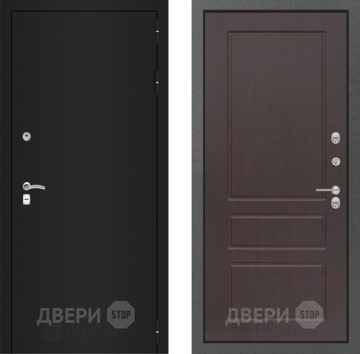 Входная металлическая Дверь Лабиринт (LABIRINT) Classic шагрень черная 03 Орех премиум в Пущино