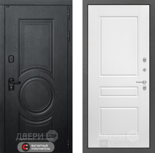 Входная металлическая Дверь Лабиринт (LABIRINT) Гранд 03 Белый софт в Пущино