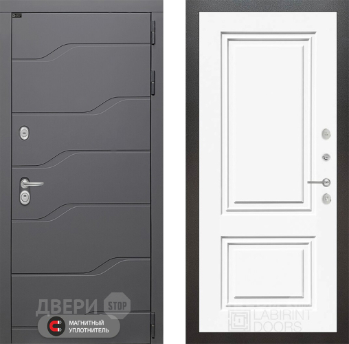 Входная металлическая Дверь Лабиринт (LABIRINT) Ривер 26 Белый (RAL-9003) в Пущино