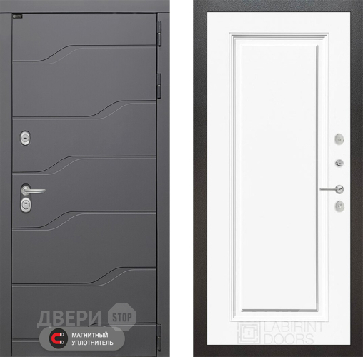 Входная металлическая Дверь Лабиринт (LABIRINT) Ривер 27 Белый (RAL-9003) в Пущино