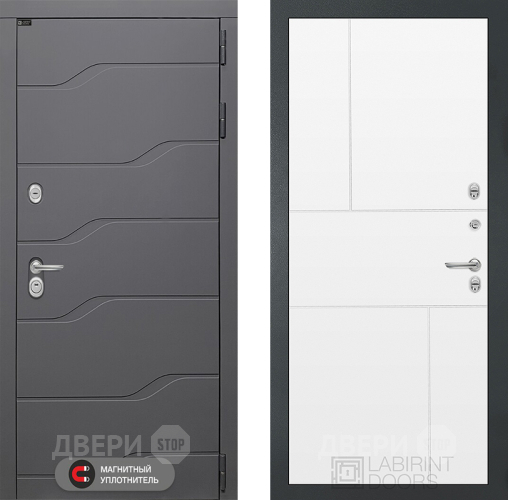 Входная металлическая Дверь Лабиринт (LABIRINT) Ривер 21 Белый софт в Пущино