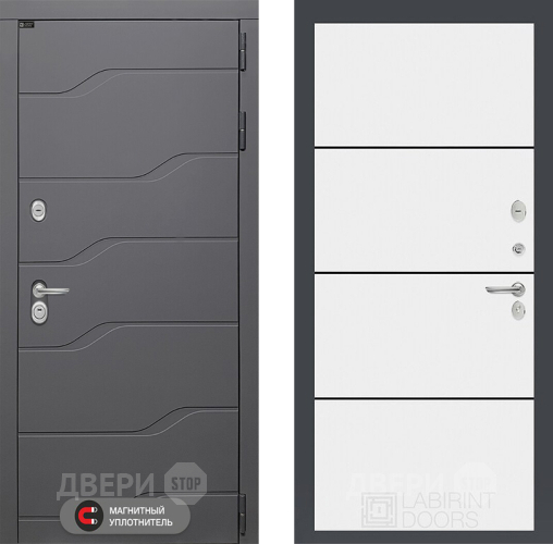 Входная металлическая Дверь Лабиринт (LABIRINT) Ривер 25 Белый софт в Пущино