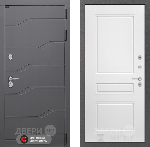 Входная металлическая Дверь Лабиринт (LABIRINT) Ривер 03 Белый софт в Пущино