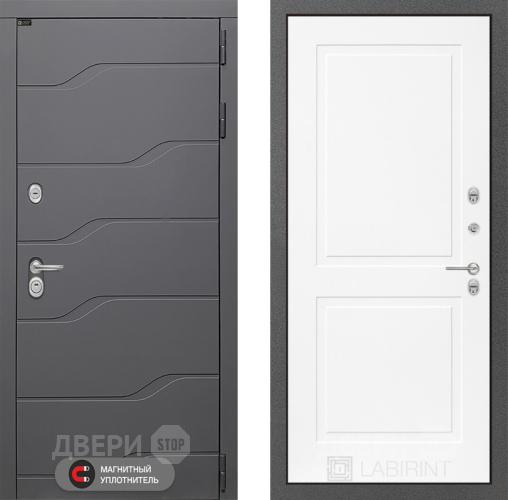 Входная металлическая Дверь Лабиринт (LABIRINT) Ривер 11 Белый софт в Пущино