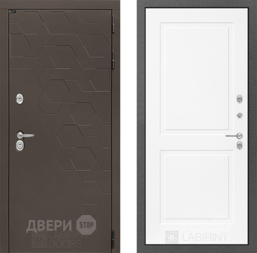 Входная металлическая Дверь Лабиринт (LABIRINT) Смоки 11 Белый софт в Пущино