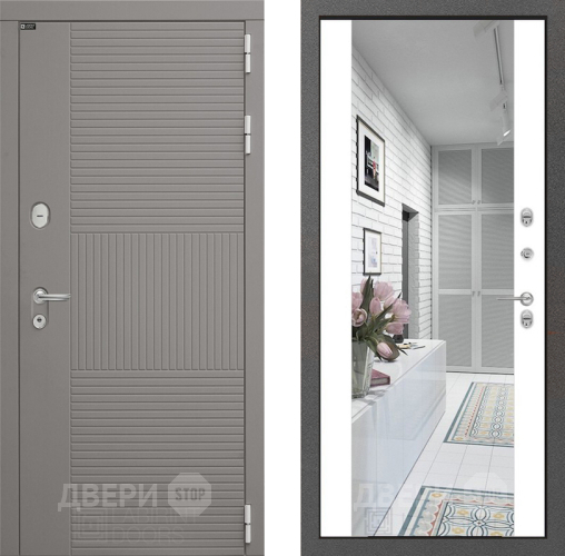 Входная металлическая Дверь Лабиринт (LABIRINT) Формо Зеркало Максимум Белый софт в Пущино
