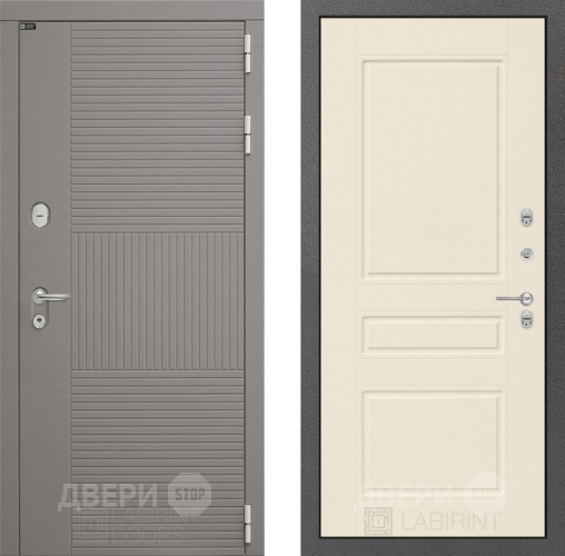Входная металлическая Дверь Лабиринт (LABIRINT) Формо 03 Крем софт в Пущино