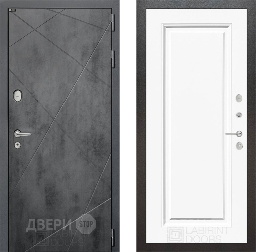 Входная металлическая Дверь Лабиринт (LABIRINT) Лофт 27 Белый (RAL-9003) в Пущино
