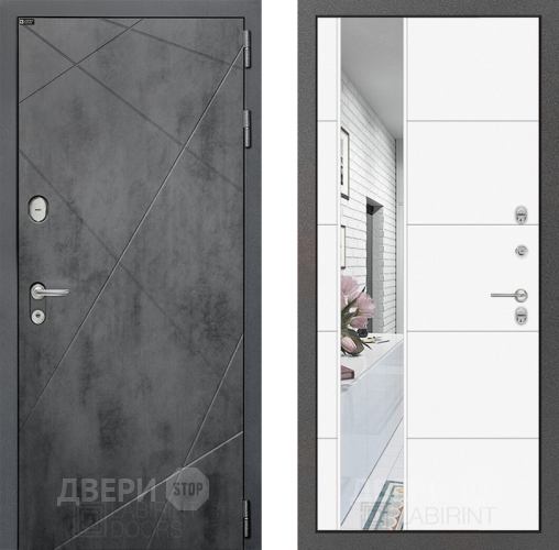 Дверь Лабиринт (LABIRINT) Лофт Зеркало 19 Белый софт в Пущино