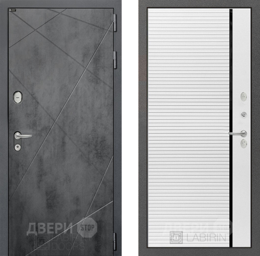 Входная металлическая Дверь Лабиринт (LABIRINT) Лофт 22 Белый софт в Пущино