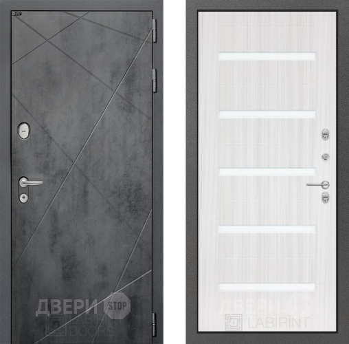 Входная металлическая Дверь Лабиринт (LABIRINT) Лофт 01 Сандал белый в Пущино