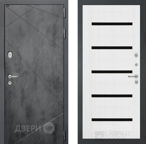 Входная металлическая Дверь Лабиринт (LABIRINT) Лофт 01 Белое дерево в Пущино