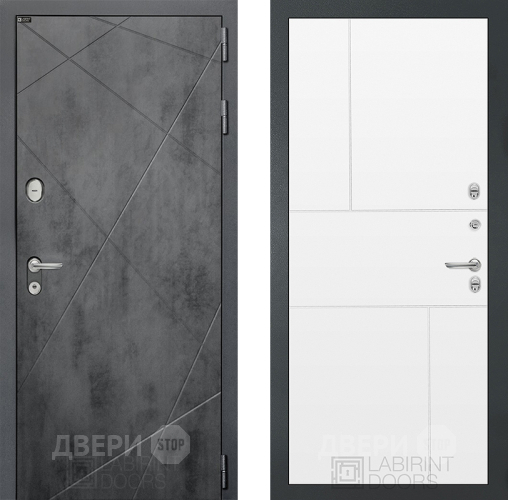 Входная металлическая Дверь Лабиринт (LABIRINT) Лофт 21 Белый софт в Пущино