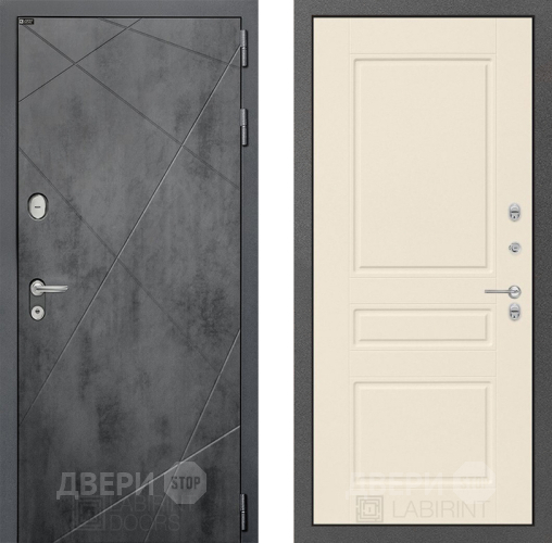 Входная металлическая Дверь Лабиринт (LABIRINT) Лофт 03 Крем софт в Пущино