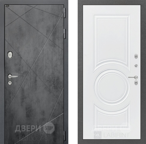 Входная металлическая Дверь Лабиринт (LABIRINT) Лофт 23 Белый софт в Пущино