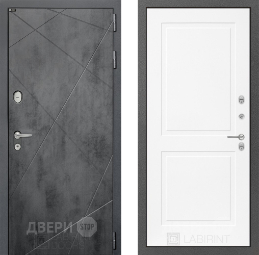 Входная металлическая Дверь Лабиринт (LABIRINT) Лофт 11 Белый софт в Пущино