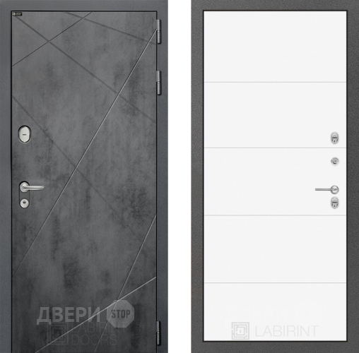 Входная металлическая Дверь Лабиринт (LABIRINT) Лофт 13 Белый софт в Пущино