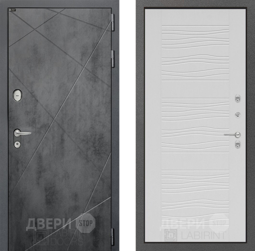 Входная металлическая Дверь Лабиринт (LABIRINT) Лофт 06 Белое дерево в Пущино