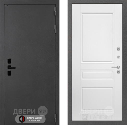 Входная металлическая Дверь Лабиринт (LABIRINT) Acustic 03 Белый софт в Пущино