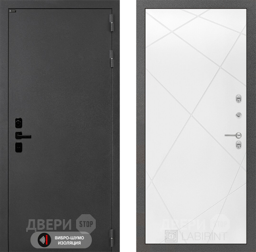 Входная металлическая Дверь Лабиринт (LABIRINT) Acustic 24 Белый софт в Пущино