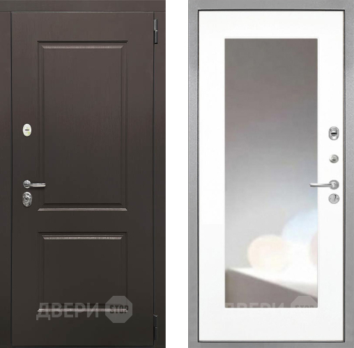 Входная металлическая Дверь Интекрон (INTECRON) Кампо ФЛЗ-120-М Зеркало Белый матовый в Пущино